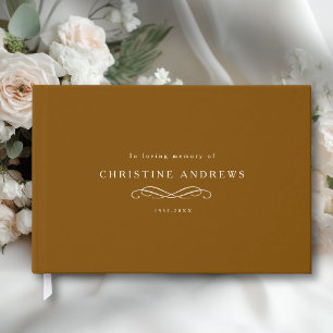 Celebration of Life Memorial–Elegant Minimal Brown Guest Book