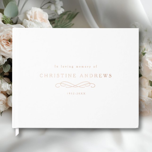 Celebration of Life Memorial–Elegant Minimal White Guest Book (Celebration of Life Memorial–Elegant Minimal White Foil Guest Book)