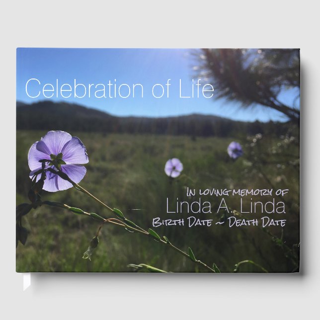 Celebration of Life Memorial Floral Photo Custom Guest Book (Front)