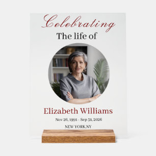 Celebration of Life   Memorial Funeral Photo Foam Acrylic Sign