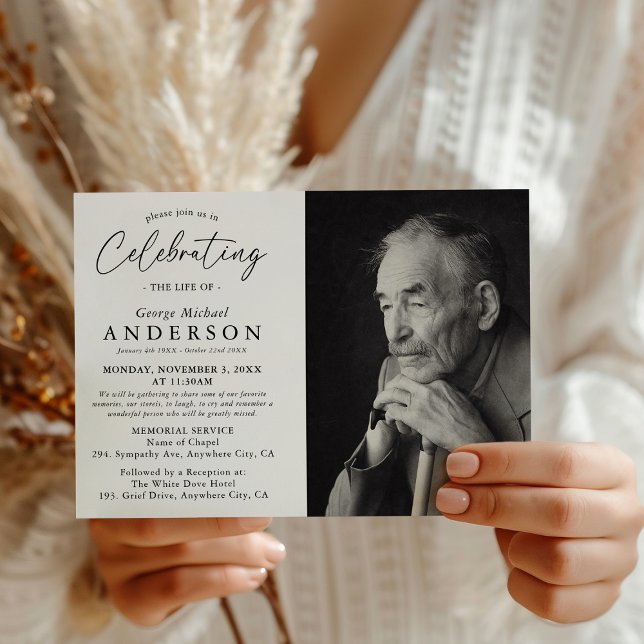 Celebration of Life Memorial Funeral Photo Invitation (Creator Uploaded)