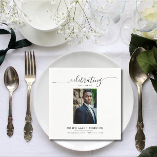 Celebration of Life Memorial Funeral Photo Napkin