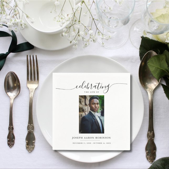 Celebration of Life Memorial Funeral Photo Napkin (Creator Uploaded)