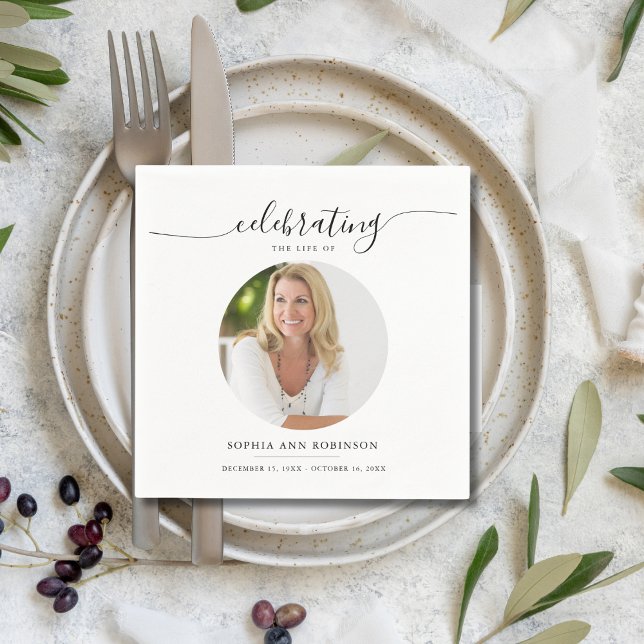 Celebration of Life Memorial Funeral Photo Napkin (Creator Uploaded)