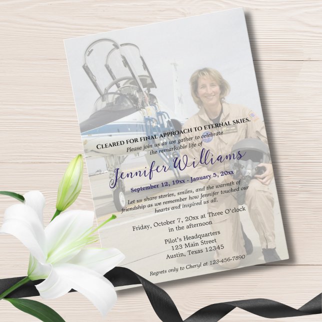 Celebration of Life Memorial Funeral Photo,Pilot Invitation (Creator Uploaded)