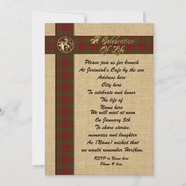 Celebration of life memorial invitation for man (Front)