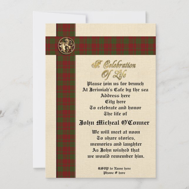 Celebration of life memorial invitation for man (Front)