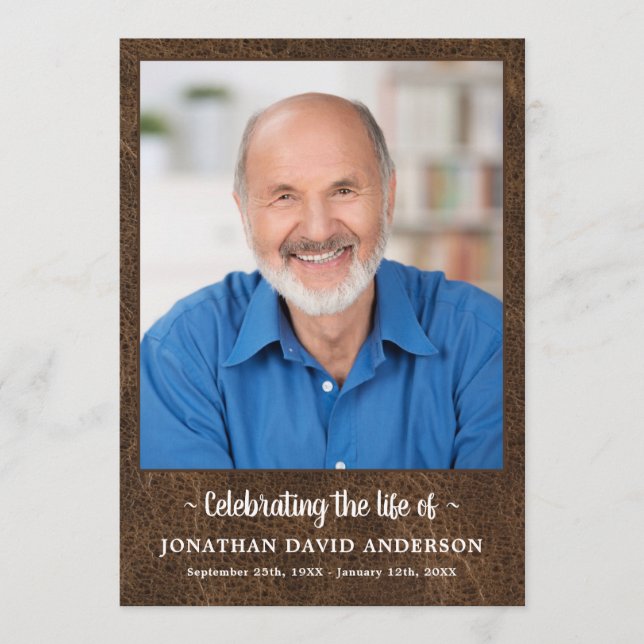 Celebration Of Life Memorial Photo Leather Funeral Programme (Front)