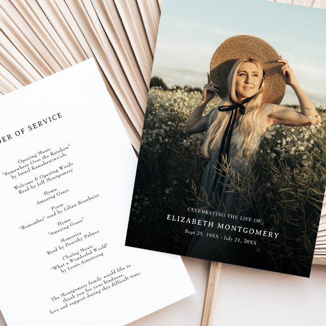 Celebration of Life Memorial Photo Program Invitation (Creator Uploaded)