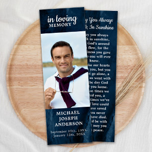 Celebration Of Life Memorial Prayer Bookmark Blue 