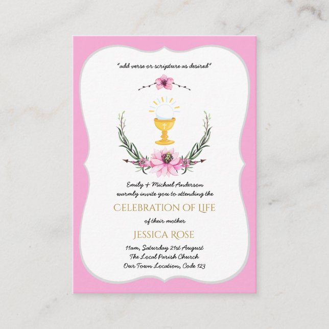 Celebration of Life, Memorial, Prayer Card - Mini (Front)