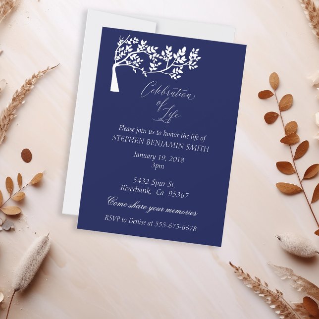 Celebration of Life Memorial Service Navy Invitation (Creator Uploaded)