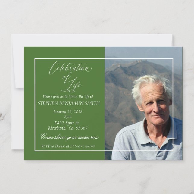 Celebration of Life Memorial Service Photo Custom Invitation (Front)