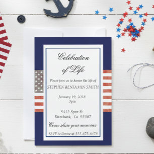 Celebration of Life Memorial Service Veteran Flag Invitation