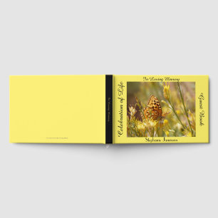 Celebration of Life Memory Book, Yellow Butterfly Guest Book