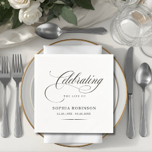Celebration of Life Modern Elegant Script Funeral  Napkin