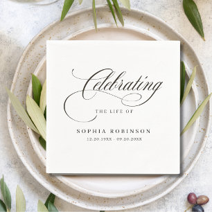 Celebration of Life Modern Elegant Script Funeral Napkin