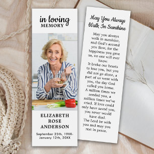 Celebration Of Life Modern Photo Memorial Bookmark