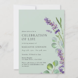 Celebration of Life Modern Sage Green Floral Invitation
