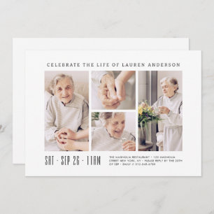 Celebration of Life Modern Simple 4 Photo Collage Invitation