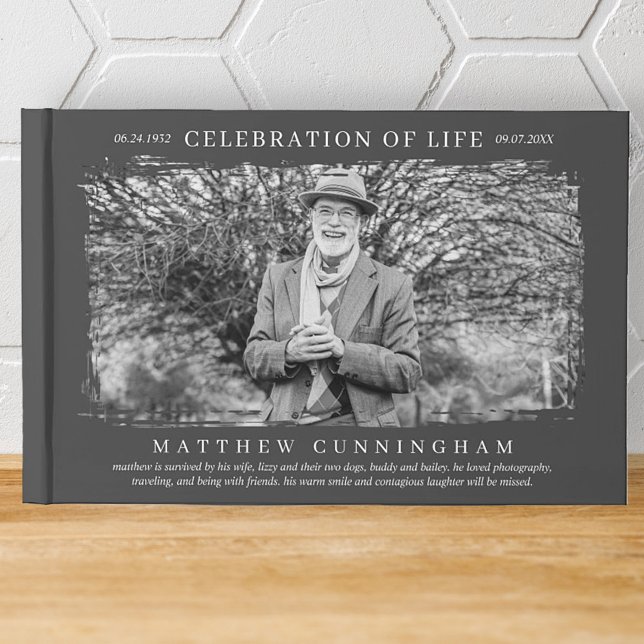 Celebration of Life Modern Simple Photo Guest Book (Creator Uploaded)