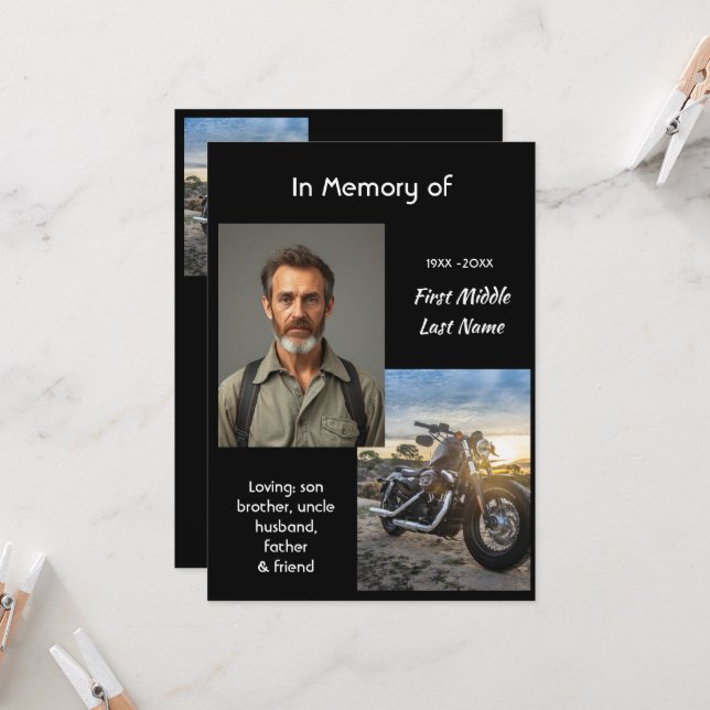 Celebration of Life  Motorcycle Biker Chopper Invitation (Front/Back In Situ)