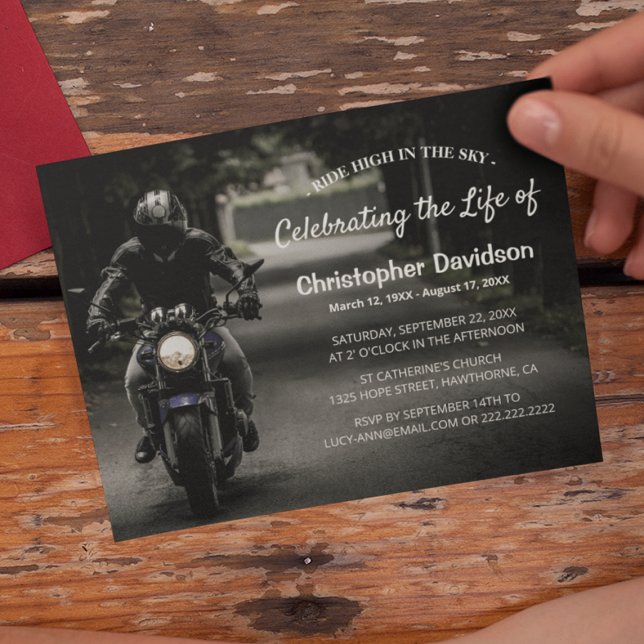 Celebration of Life | Motorcycle Rider Funeral Invitation (Creator Uploaded)