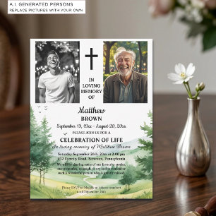 Celebration Of Life Mountains 2 Photos Funeral Invitation