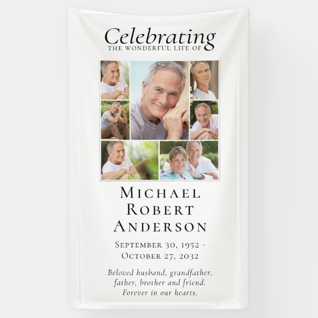 Celebration of Life Multiple Photo Welcome Banner (Vertical)