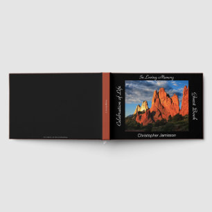 Celebration of Life, Name, Towering Red Peaks Rock Guest Book
