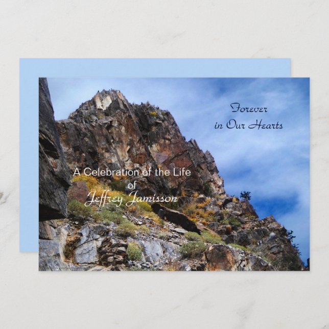 Celebration of Life Nature, Rugged Mountains Invitation (Front/Back)