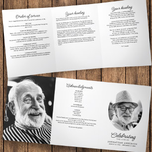 Celebration Of Life Obituary Service Order Funeral Tri-Fold Programme