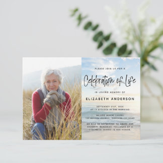 Celebration of Life Ocean Photo Funeral Invitation