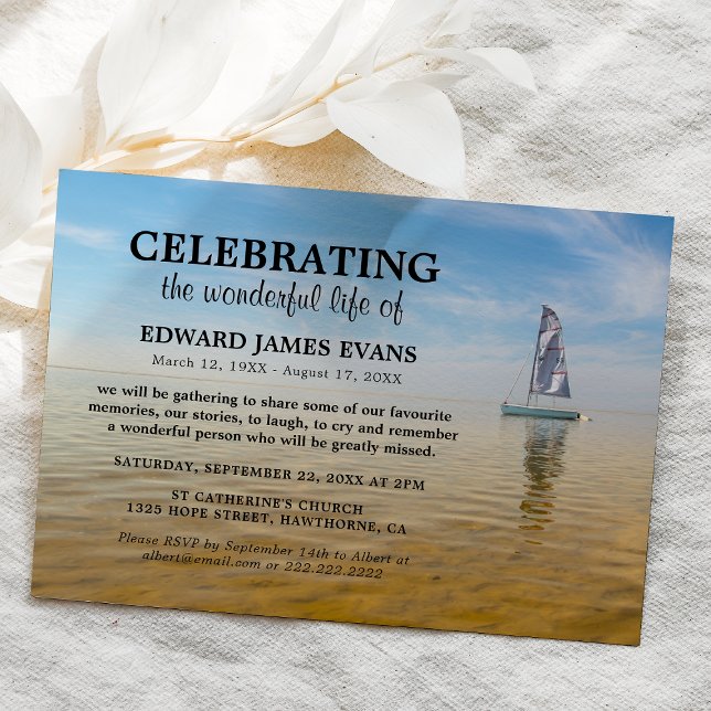 Celebration of Life | Ocean Sailing Funeral Invitation (Creator Uploaded)