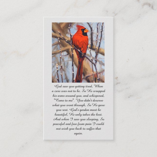 Celebration of Life Oil Cardinal Sympathy Card (Front)