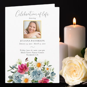 Celebration of Life Painted Floral Funeral Programme