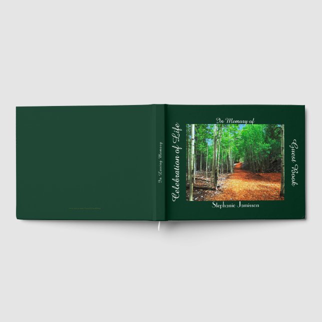 Celebration of Life Path Thru Aspens, Name, Trees Guest Book (Full)