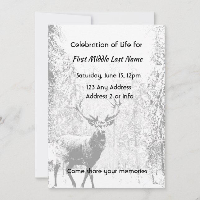 Celebration of Life Path Trail Forest Trees Invitation (Front)
