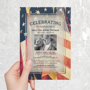 Celebration of Life Patriotic Flag Photo Invitation