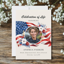 Celebration of Life Patriotic Floral Photo Beige
