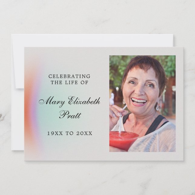 Celebration of Life Peaceful Abstract Photo Invitation (Front)