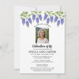 Celebration of Life Photo Bluebonnets Funeral  Invitation