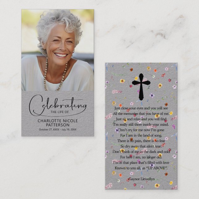 Celebration of Life Photo Bookmark Prayer Card (Front/Back)
