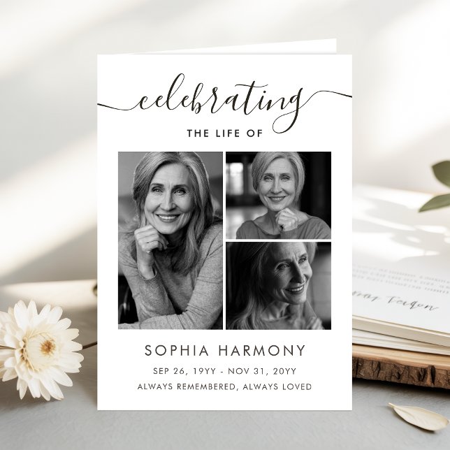 Celebration of Life Photo Collage Program Card (Creator Uploaded)
