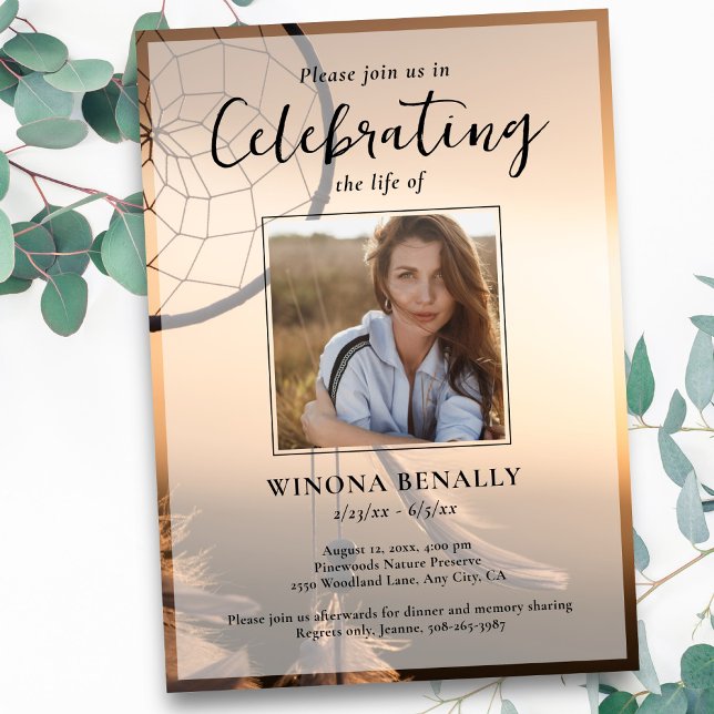 Celebration of Life Photo, Dream Catcher, Funeral Invitation (Creator Uploaded)