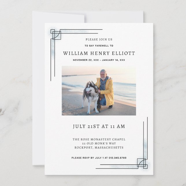 Celebration of Life Photo Farewell Funeral Service Invitation (Front)