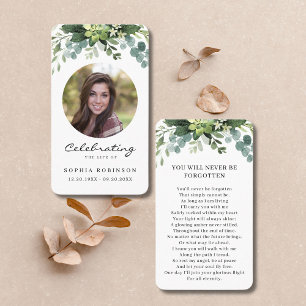 Celebration of Life Photo Floral Prayer Card