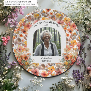 Celebration Of Life Photo Funeral Colourful Floral Paper Plate