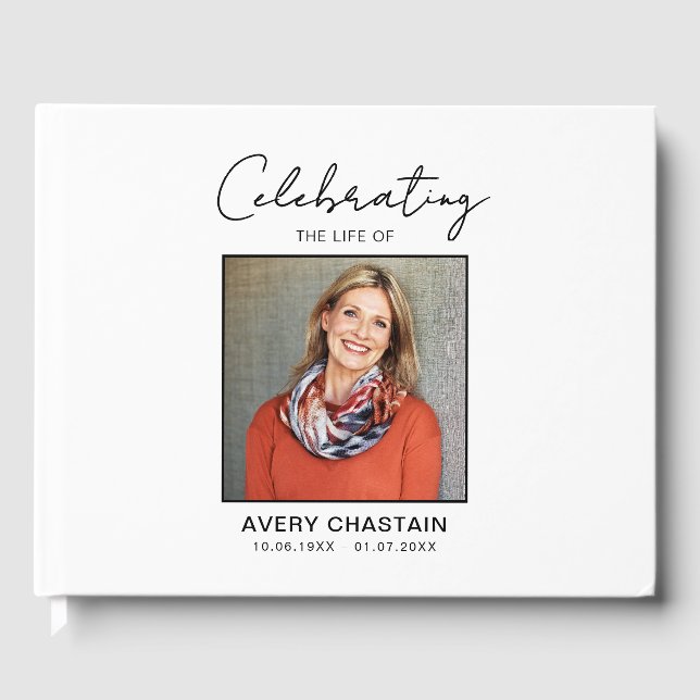 Celebration Of Life Photo Funeral Memorial   Guest Book (Front)