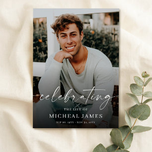 Celebration of Life Photo Funeral Program Card
